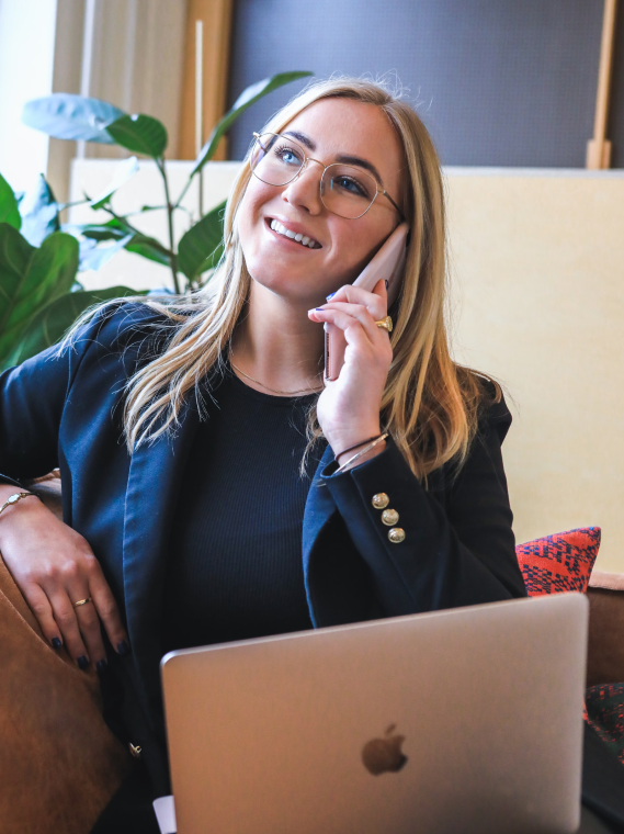 Solaris team member taking a customer call